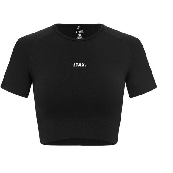 STAX Premium Seamless V6 Cropped Tee | Short Sleeves | Black | Size L - Picture 2 of 6